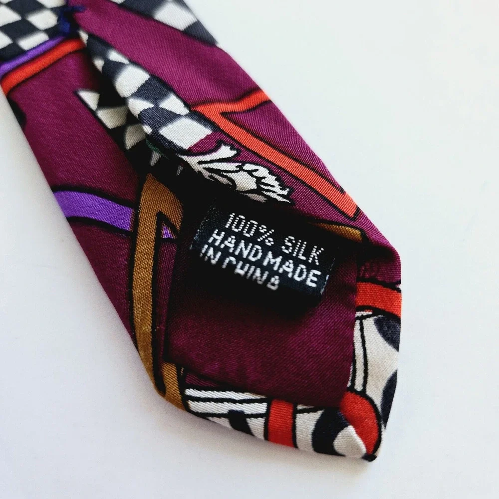 Vintage Silk Tie Abstract Geometric Colorful Maximalist Retro Mod Handmade Jsaco